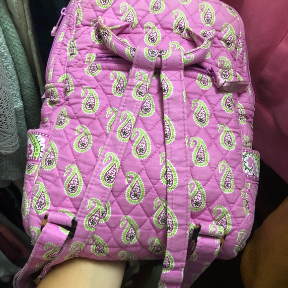 Vera Bradley Iconic Small Backpack pink and green - Picture 1 of 2
